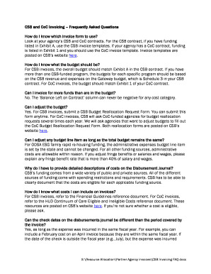 CSB and CoC Invoicing Frequently Asked Questions