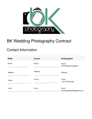 BK Wedding Photography Contract