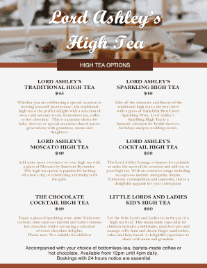 o henry tea menu