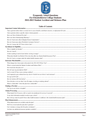 Health Insurance Information - Elizabethtown College