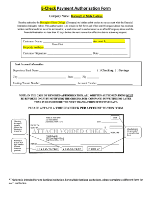 echeck authorization form - Edit, Fill Out, Print & Download Online