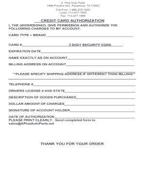 Credit Card Authorization Form
