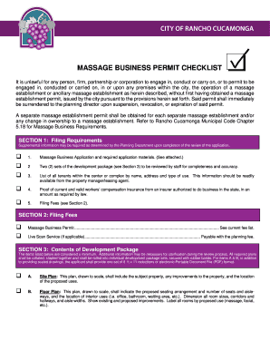 MASSAGE BUSINESS PERMIT CHECKLIST