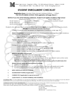 Mililani High School Registrars Office 95-1200 Meheula Parkway Mililani, HI 96789