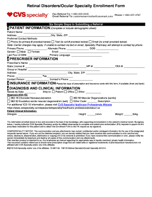 Retinal Disorders-Ocular Specialty Enrollment Form. Retinal Disorders-Ocular Specialty Enrollment Form Physician Prescription Request
