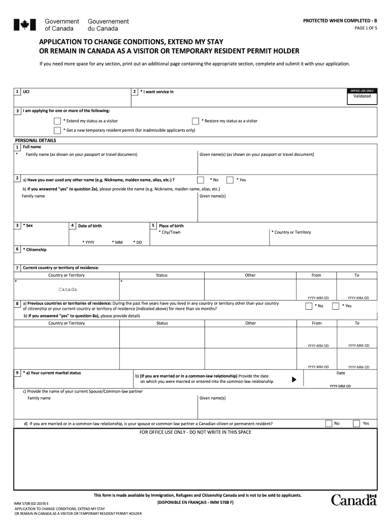 2019 Canada IMM 5708 Formerly IMM 1249 Fill Online Printable 
