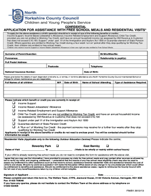 UK Free School Meals Application Form