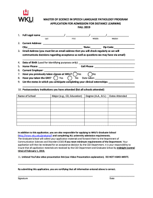 MASTER OF SCIENCE IN SPEECH LANGUAGE
