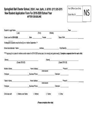 New Student Application Form For 2019-2020 School Year ...