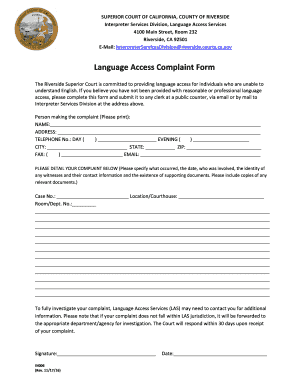 Language Access Complaint Form - riverside.courts.ca.gov