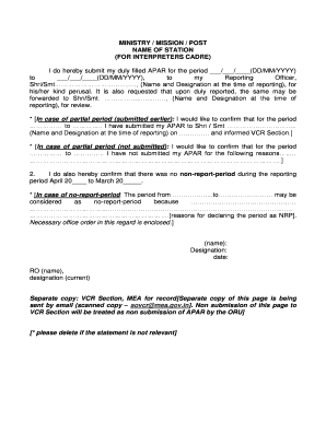 APAR Form for Interpreters Cadre