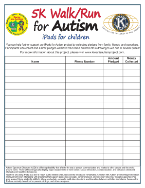Fillable Online Kiwanis 5K Walk Pledge Form Fax Email Print - pdfFiller