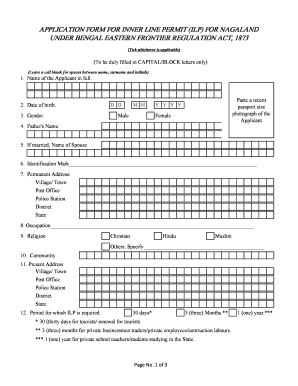 Inner Line Permit Application Form - Fill Online, Printable, Fillable ...