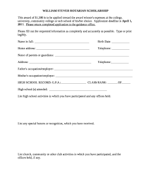 WILLIAM STEVER ROTARIAN SCHOLARSHIP