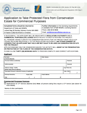 Application to Take Protected Flora from Conservation Estate for Commercial Purposes