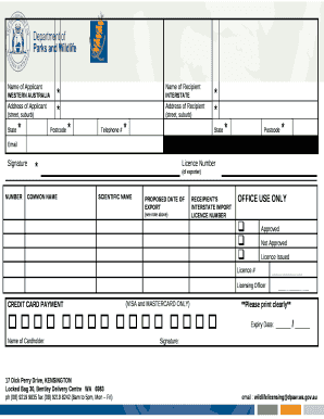 Name of Applicant - Parks and Wildlife Service