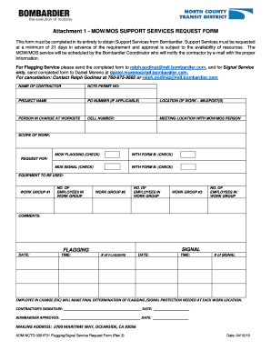 Attachment 1 - MOW/MOS SUPPORT SERVICES REQUEST FORM