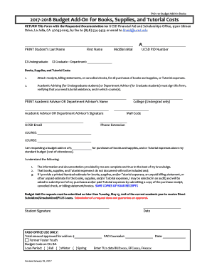 UCSD Budget Add-On Form