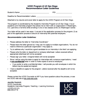 UCDC ProgramUC San Diego Recommendation Letter