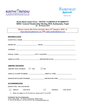 Hotel Fairfield Marriott Room Reservation Request Form
