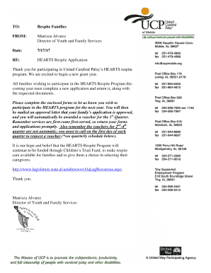 TO: Respite Families FROM: Matrisza Alvarez Director of Youth ...