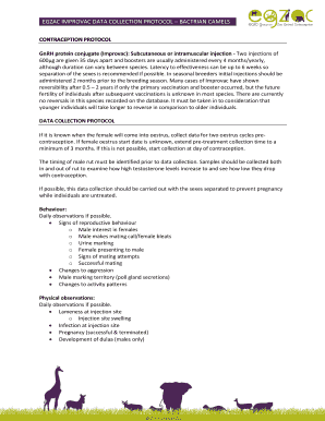 EGZAC IMPROVAC DATA COLLECTION PROTOCOL BACTRIAN CAMELS