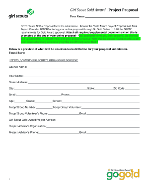 Go Gold Questions Worksheet. Gold Award proposal worksheet with questions that you will be asked on the online form, not a proposal form for submission, a guide