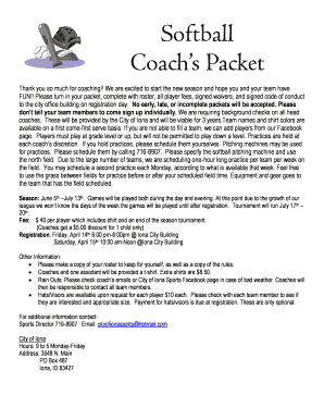 Softball Coachs Packet