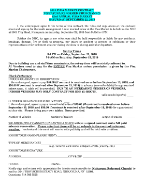 Fillable Online Flea Market Vendor Contract - Contracts, Sample ...