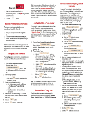 Add/Change/Delete Emergency Contact Note: If you enter a ...