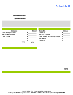 Small Business Income & Expense Worksheet