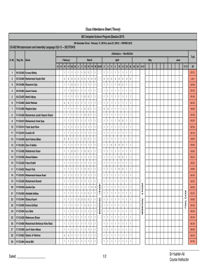 Class Attendance Sheet (Theory)