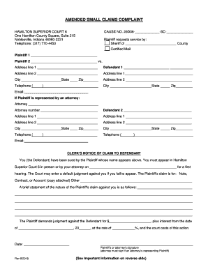 Amended Small Claims Complaint