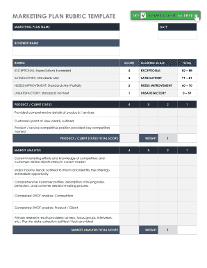 MARKETING PLAN RUBRIC TEMPLATE