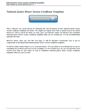 Fillable Online national junior honor society certificate templates Fax ...