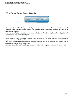 Fillable Online First Grade Lined Paper Template. First Grade Lined ...