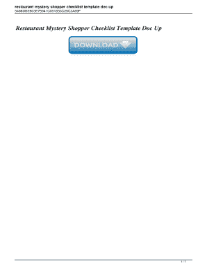 Restaurant Mystery Shopper Checklist Template Doc Up. Restaurant Mystery Shopper Checklist Template Doc Up