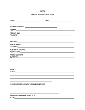 ACAPS NEW PATIENT SCREENING FORM