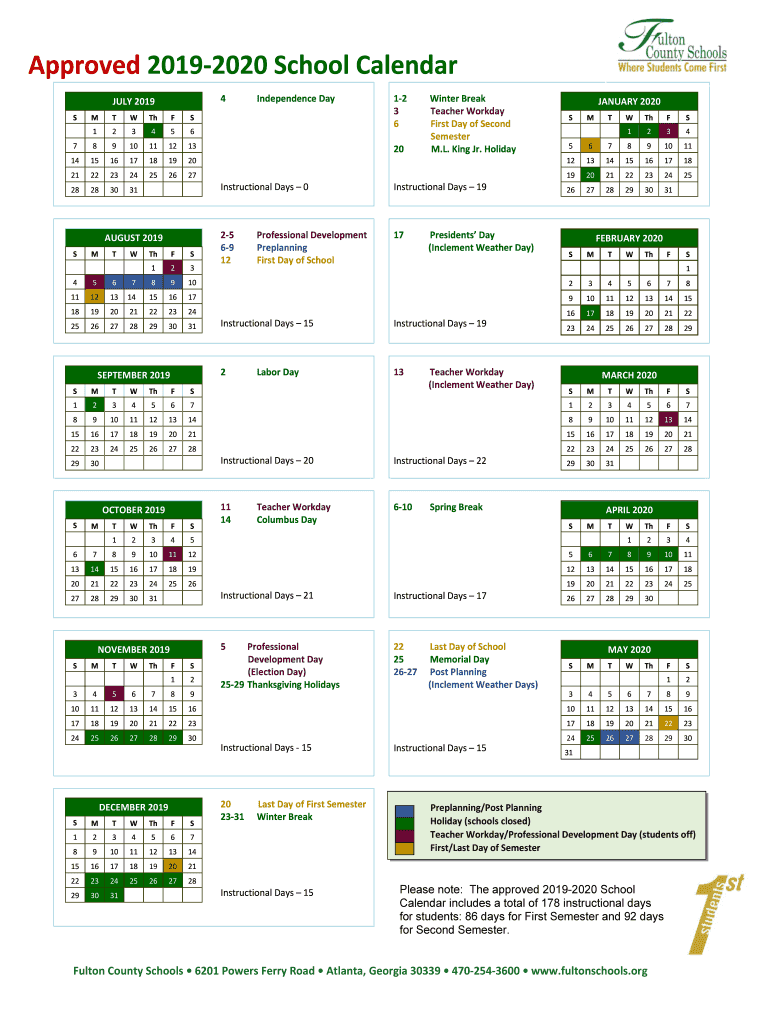 Fillable Online 2019-2020 Yearly School Calendar - CalendarLabs.com ...
