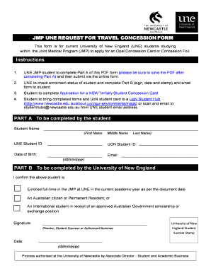 JMP-UNE REQUEST FOR TRAVEL CONCESSION FORM - Find Answers