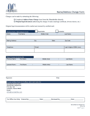 Shareholder Name/Address Change Form