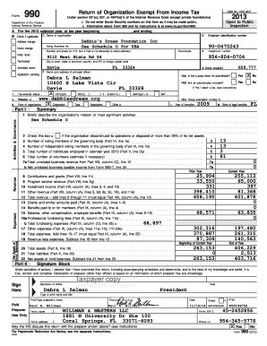 Fillable Online 2013 Form 990 Not-for-Profit Tax Return Fax Email Print ...
