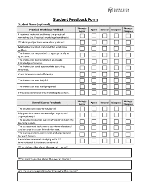 Student Feedback Form - fiteducation.com.au