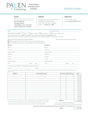Paxen Publishing Order Form