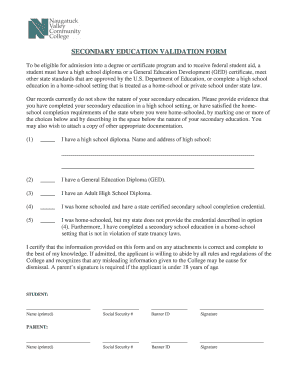 Fillable Online SECONDARY EDUCATION VALIDATION FORM Fax Email Print ...