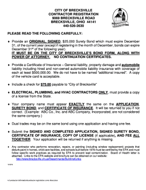 City of Brecksville Contractor Registration