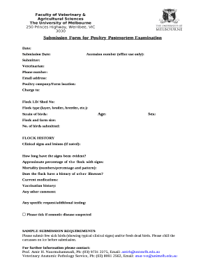 Submission Form for Poultry Postmortem Examination