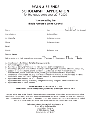 Ryan & Friends Scholarship Application