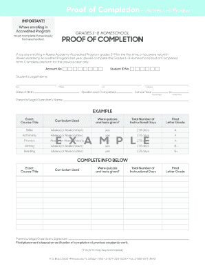 Abeka Proof Of Completion - Fill and Sign Printable Template Online