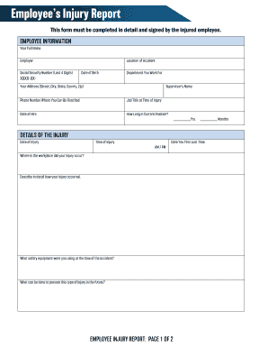 Employee Injury Report Form